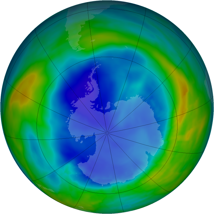 Antarctic ozone map for 22 August 2013